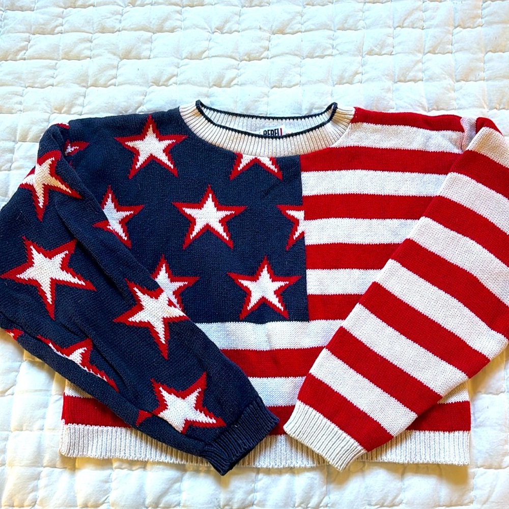 Cropped American flag sweater